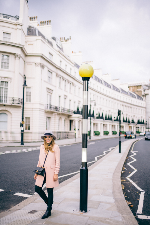 Gal Meets Glam Pink Miu Miu Coat in London