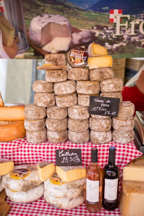 Cheese and Wine at a market in Provence, 