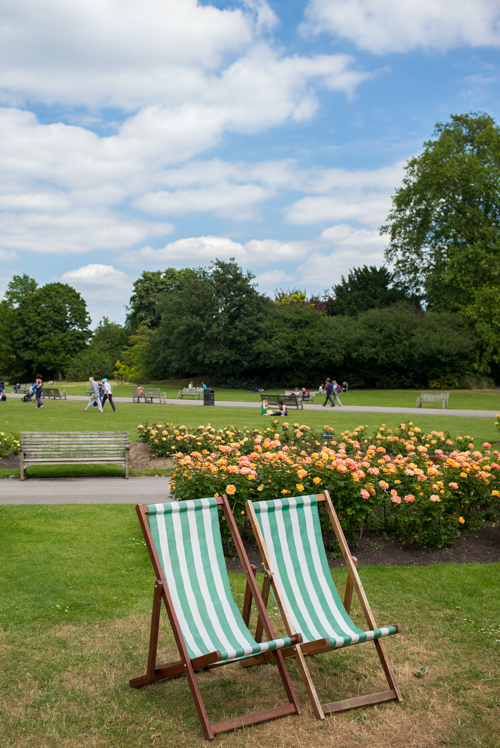 Striped chairs in Regent's Park London 